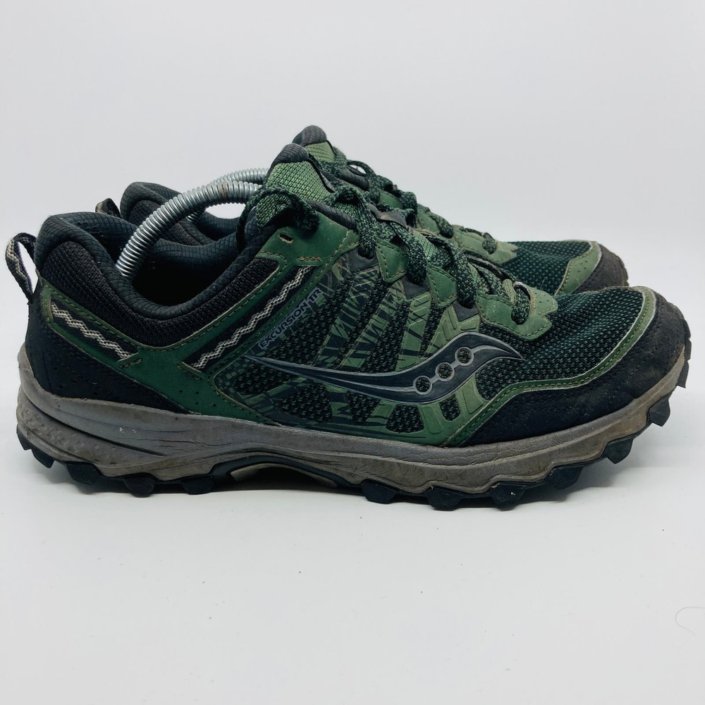 Saucony Excursion Trail Running Shoes Mens Size 11.5 W Green Black No Insoles